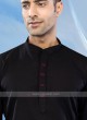 Men Black Solid Short Kurta